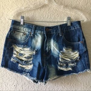 Distressed Dark Denim Forever21 Shorts